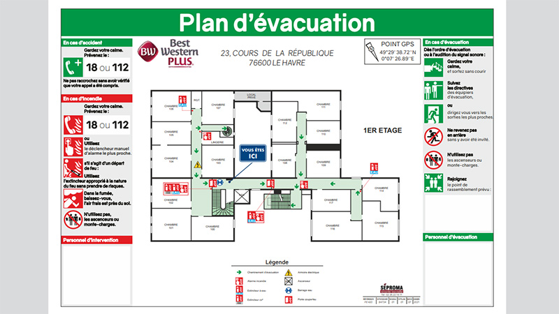 Plan d'évacuation Hotel